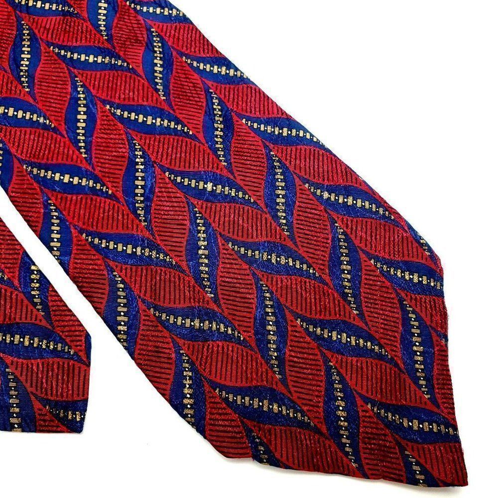 Ferrell Reed Silk Tie‎ Red Print Geometric Classic